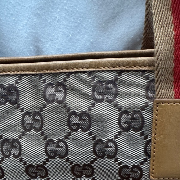 Authentic GUCCI GG Canvas Sherry Line Tote Bag Beige - Picture 5 of 16